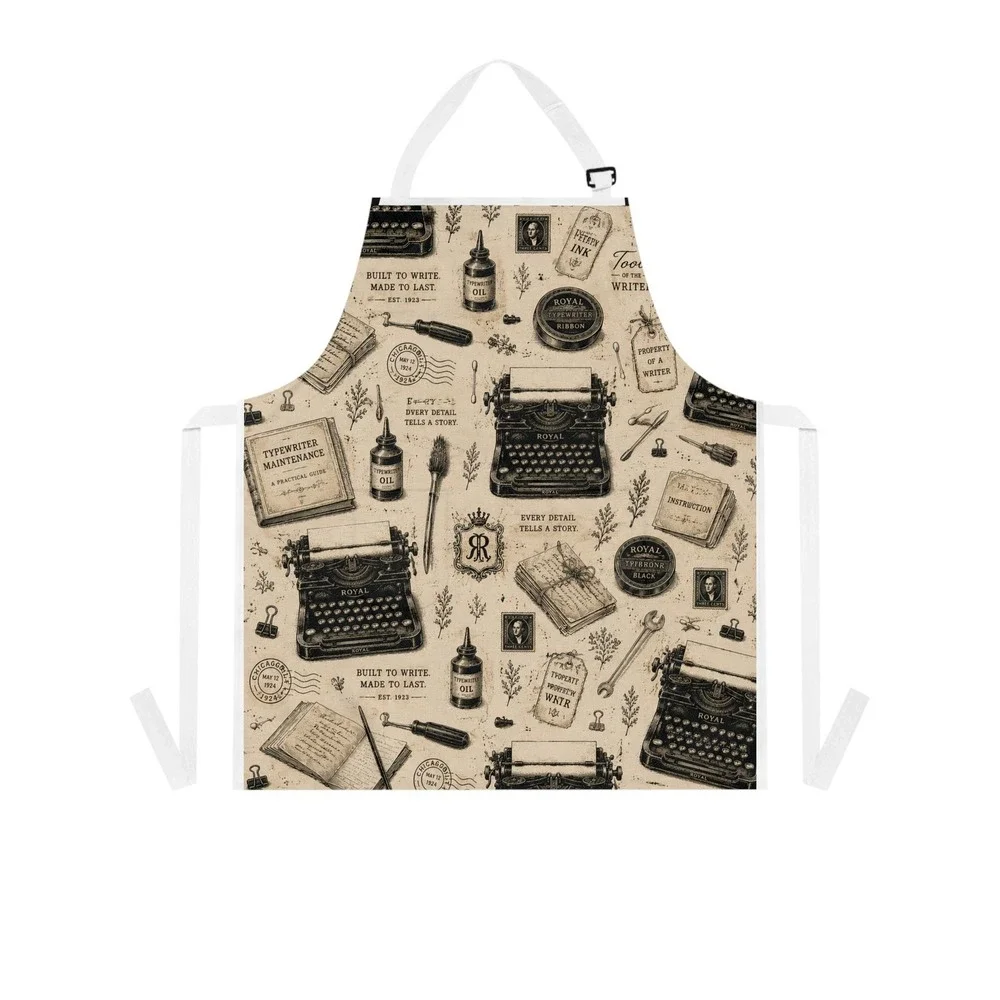 Vintage Typewriter Pattern Apron | Retro Writing Tools,‎ Ink Paper Kitchen Apron